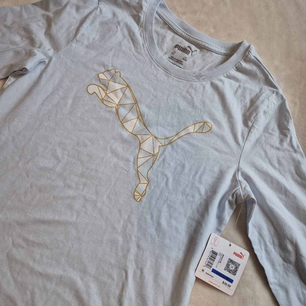 NWT PUMA kids blue with logo long sleeve shirt